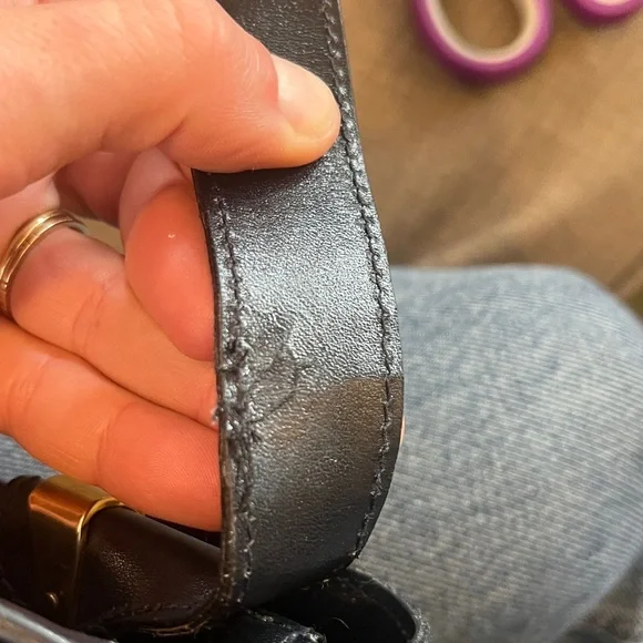 Vintage Celine Triomphe Flap Box Bag in Midnight gold hardware - Picture 11 of 16